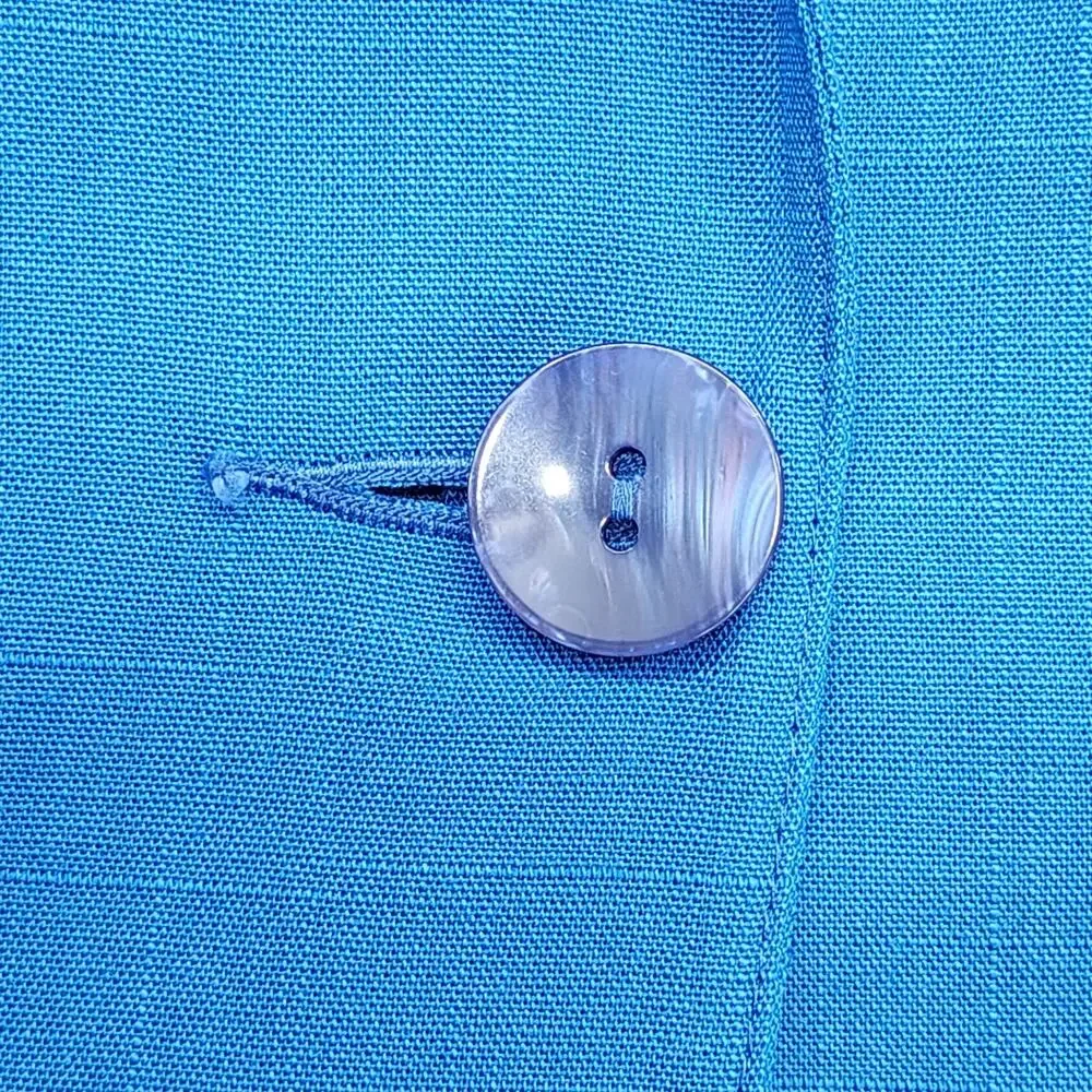 Vintage Sag Harbor Jacket Women 12 Blue Single Button Crop Cuffed Sleeves Blazer - Picture 2 of 10